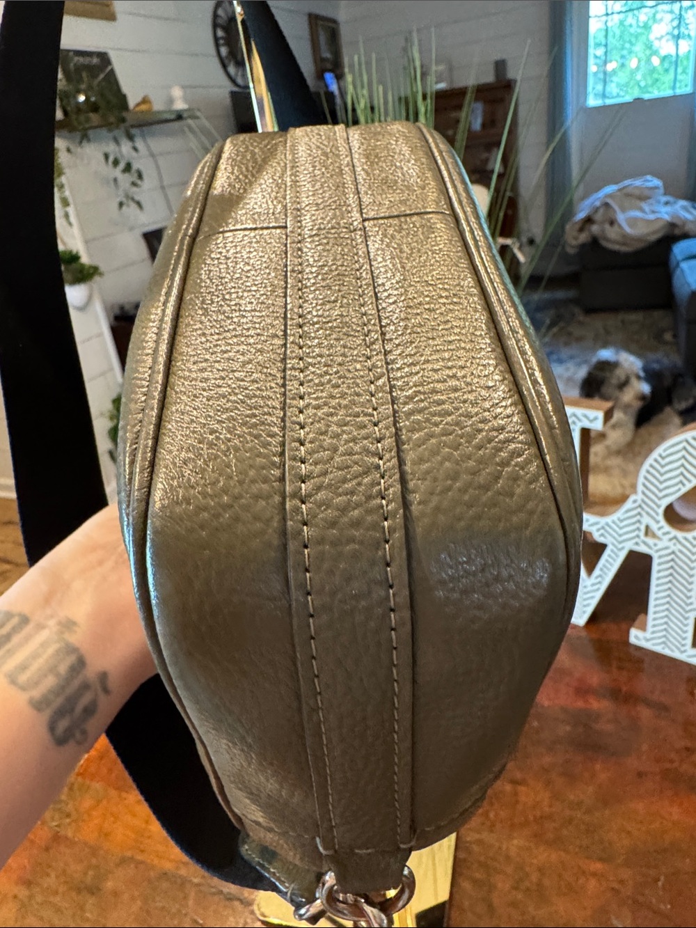 Coach Dempsey Pebbled Leather Camera Bag in Olive - Picture 6 of 13